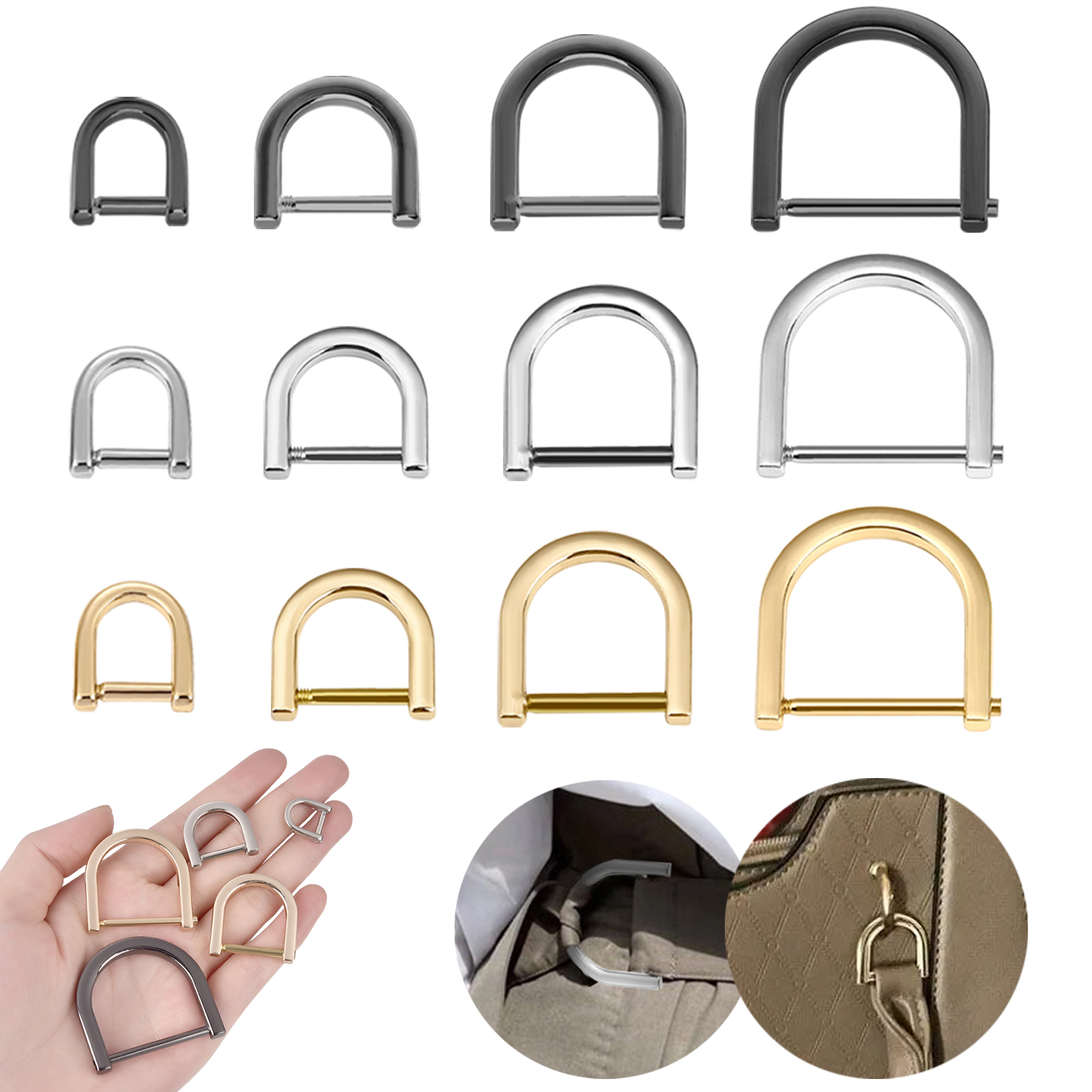 D Ring Strap - 2Pcs Open Screw D Ring Buckle