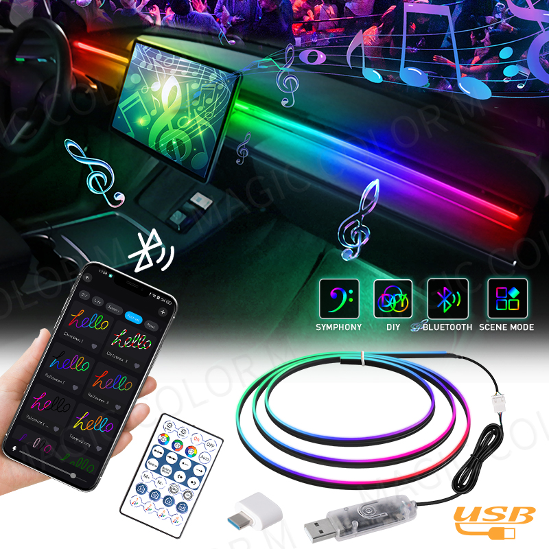 Led El Wire - Vgetting 140/55.1inch Car Ambient Lights 2in1