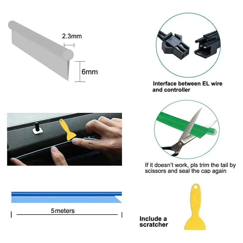 1/3/5M Car Interior Light Deco - Led El Wire reseña y precio