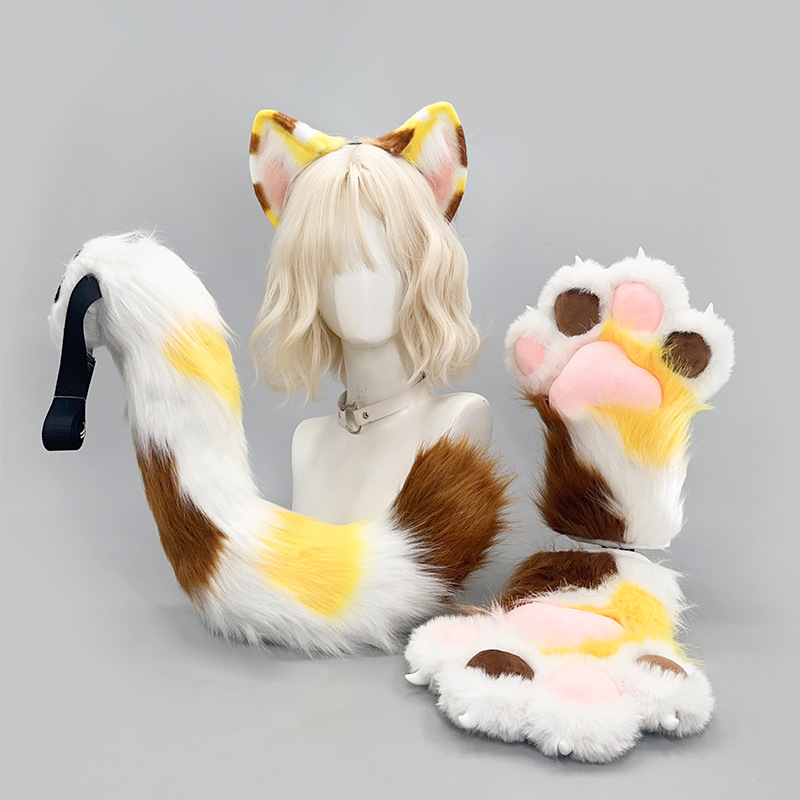 Furry Cat Ears Tail Paws Set C - Detachable Cosplay Prop reseña y precio