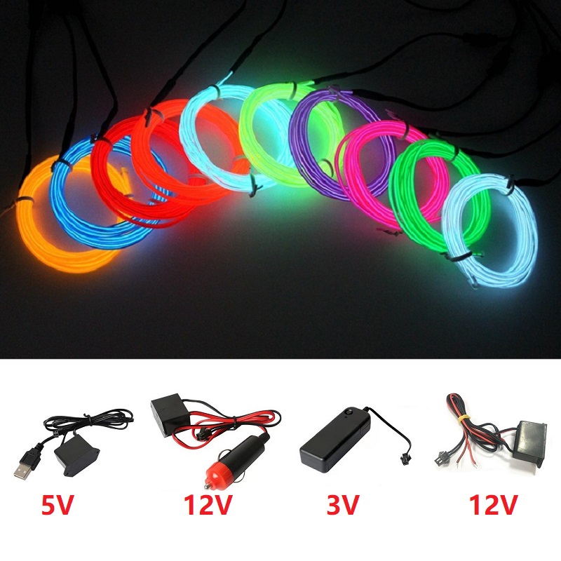 10m/5m/3m/1m 3V Battery 5V USB - Led El Wire reseña y precio